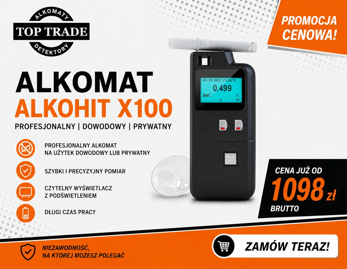 Alkomat Alkohit X100 – promocja cenowa, cena już od 1098 zł brutto